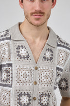 Chemise homme crochet manches courtes style vintage