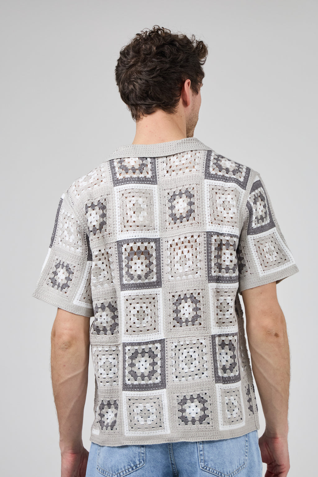 Chemise homme crochet manches courtes style vintage