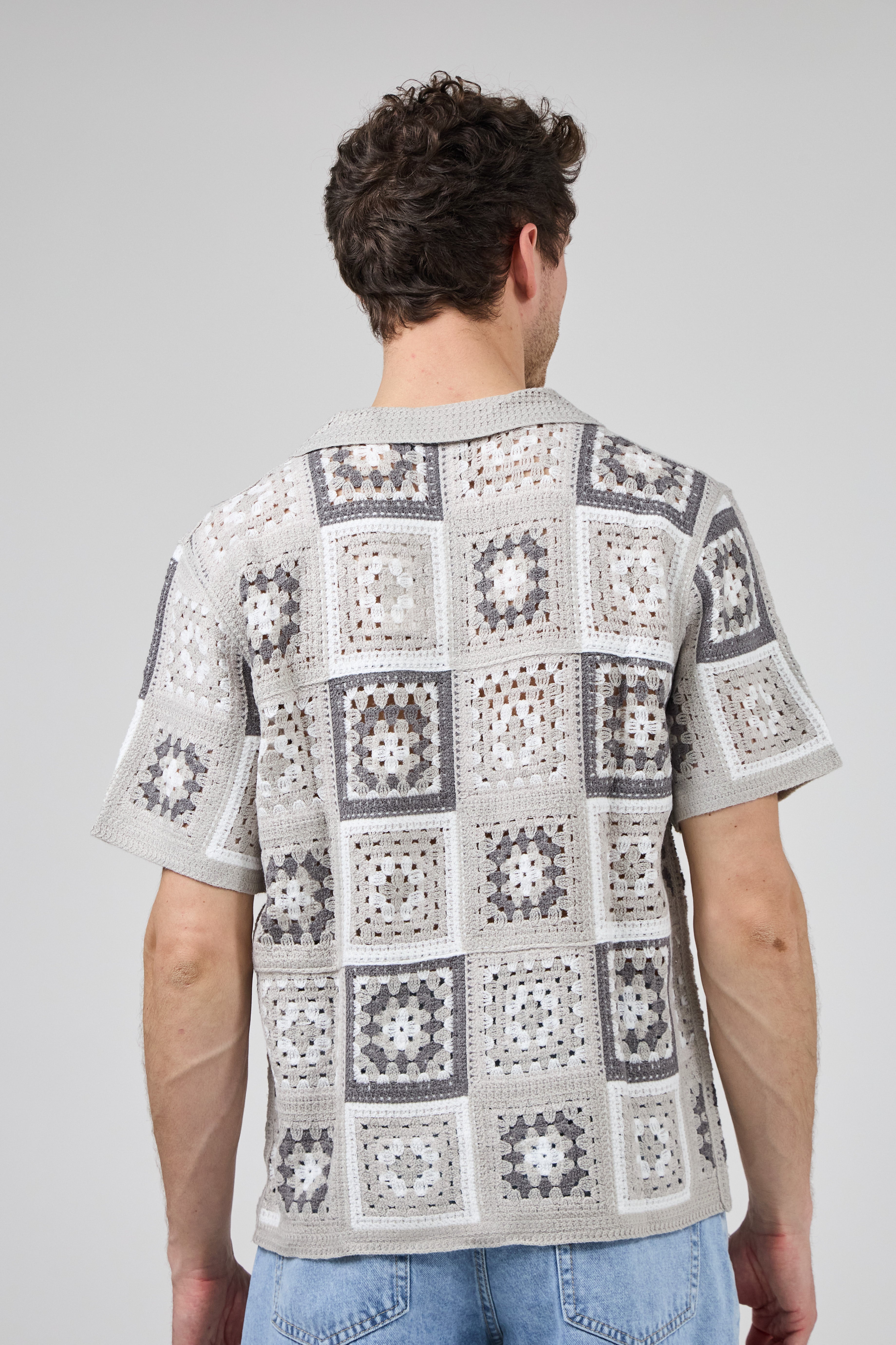Chemise homme crochet manches courtes style vintage