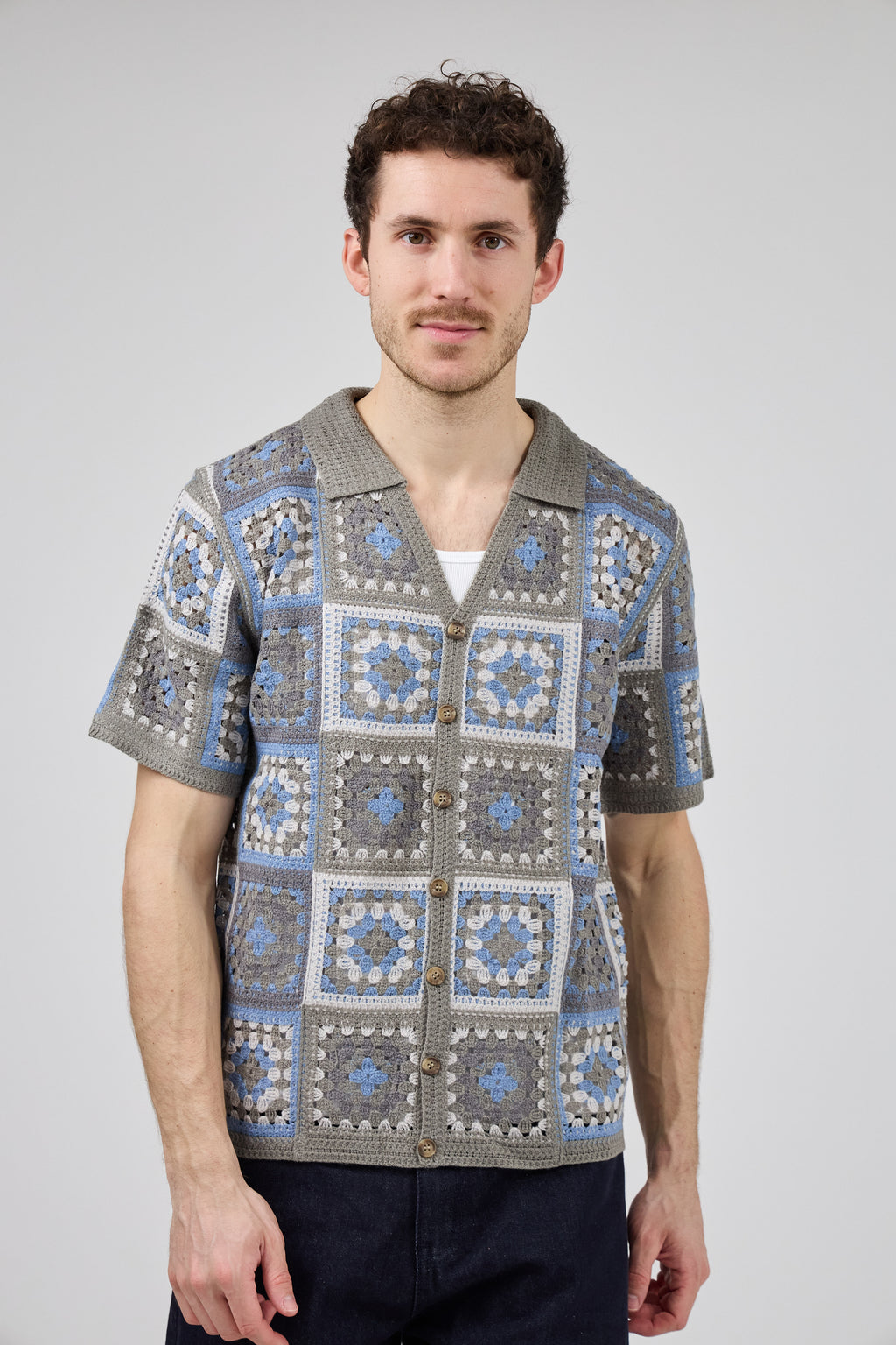 Chemise homme crochet manches courtes style vintage