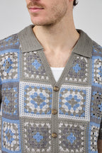 Chemise homme crochet manches courtes style vintage