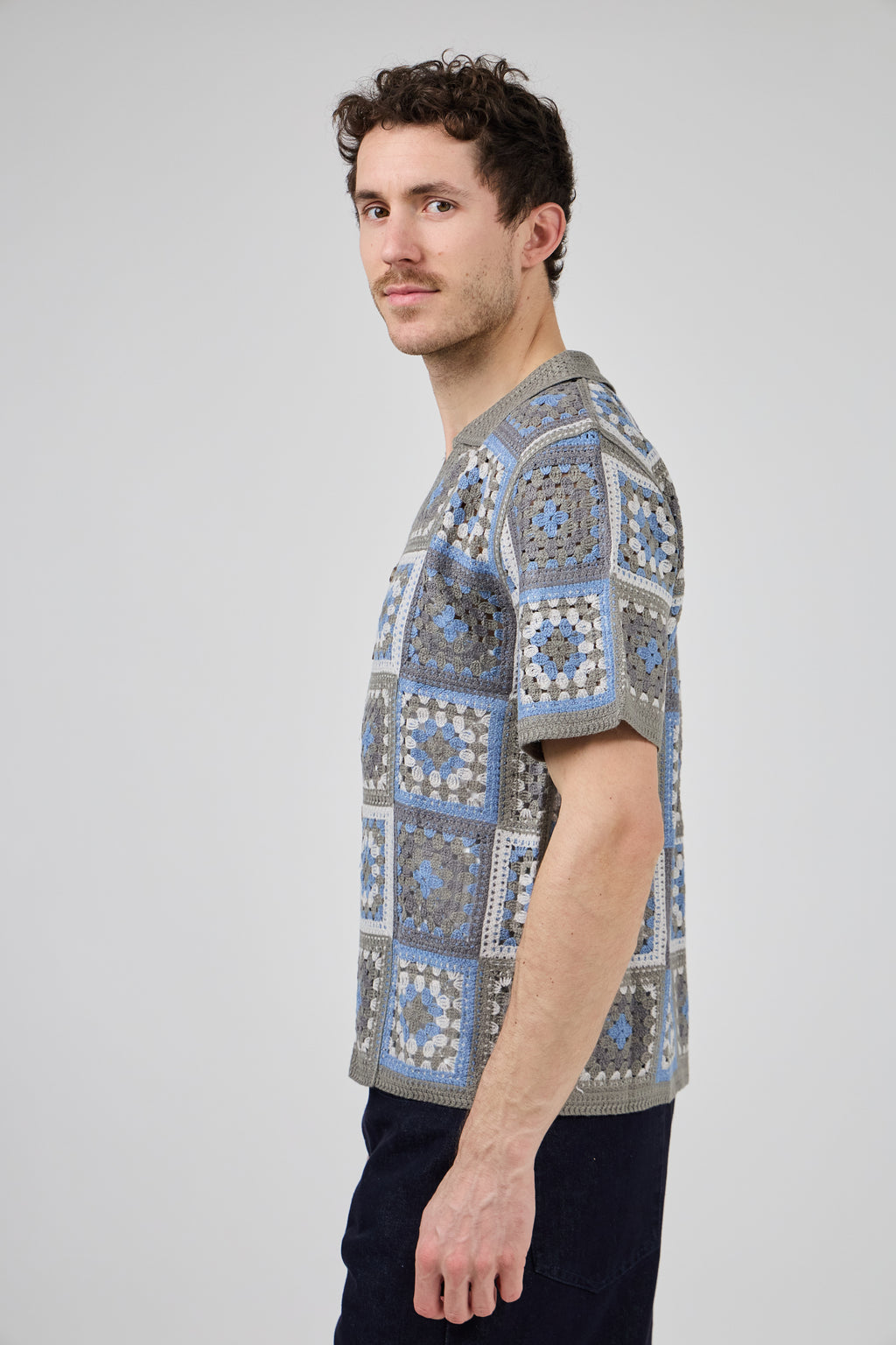 Chemise homme crochet manches courtes style vintage