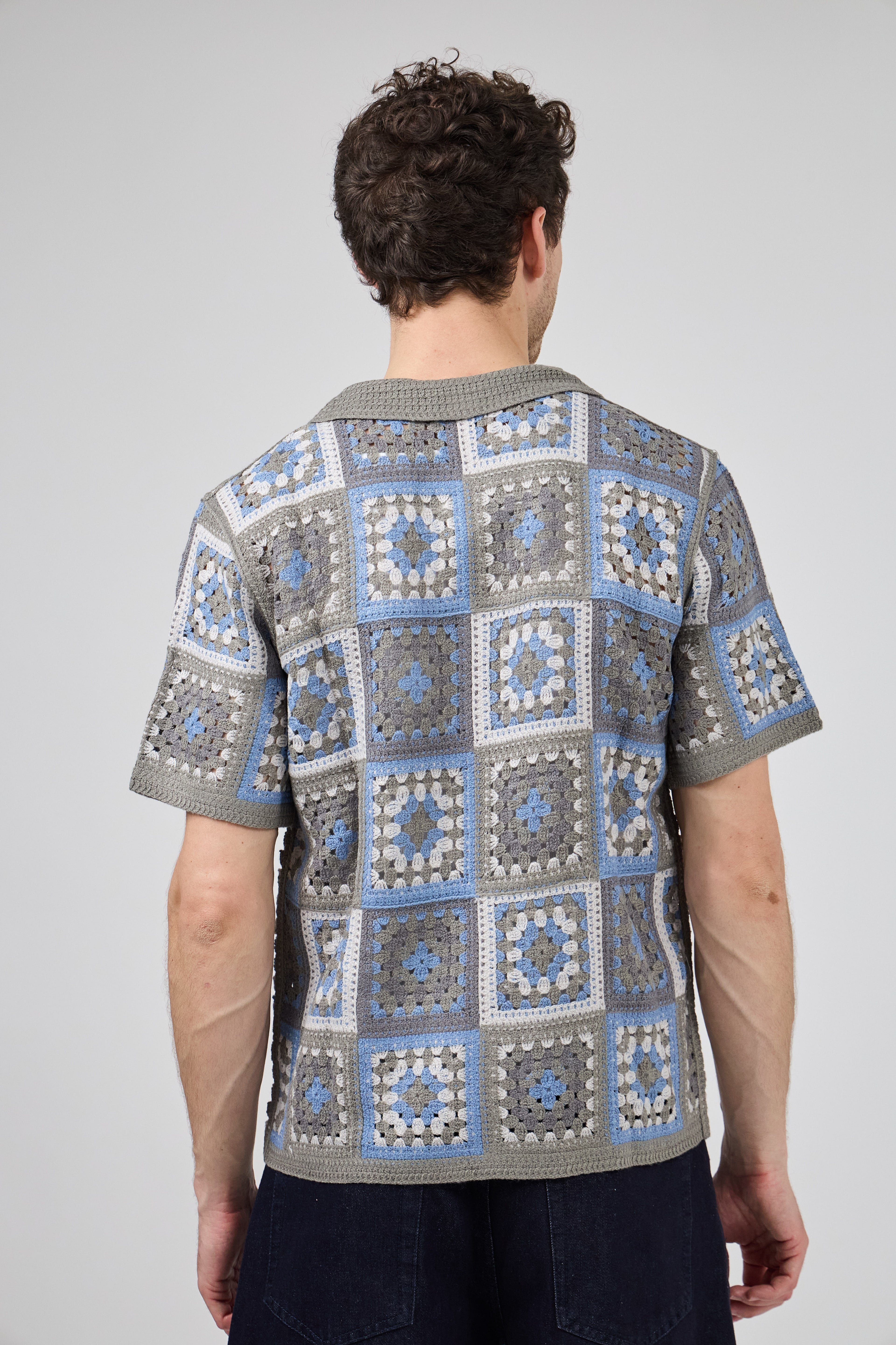 Chemise homme crochet manches courtes style vintage