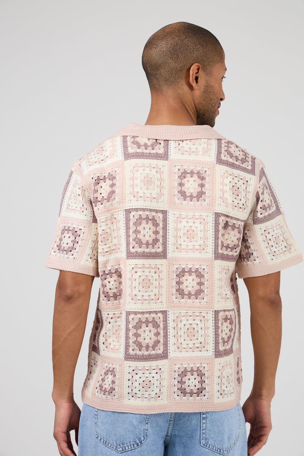 Chemise homme crochet manches courtes style vintage