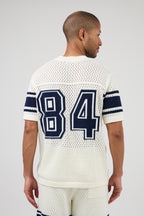 Ensemble homme en maille ajourée avec motif 84