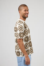 Chemise homme en maille crochet à motifs vintage