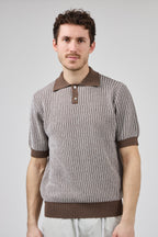 Polo en maille texturée à manches courtes