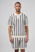 Ensemble Homme Polo Tricoté à Motifs Rayés + Short Assorti