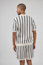 Ensemble Homme Polo Tricoté à Motifs Rayés + Short Assorti