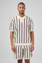 Ensemble Homme Polo Tricoté à Motifs Rayés + Short Assorti