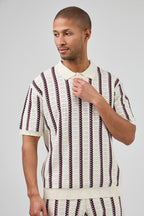 Ensemble Homme Polo Tricoté à Motifs Rayés + Short Assorti