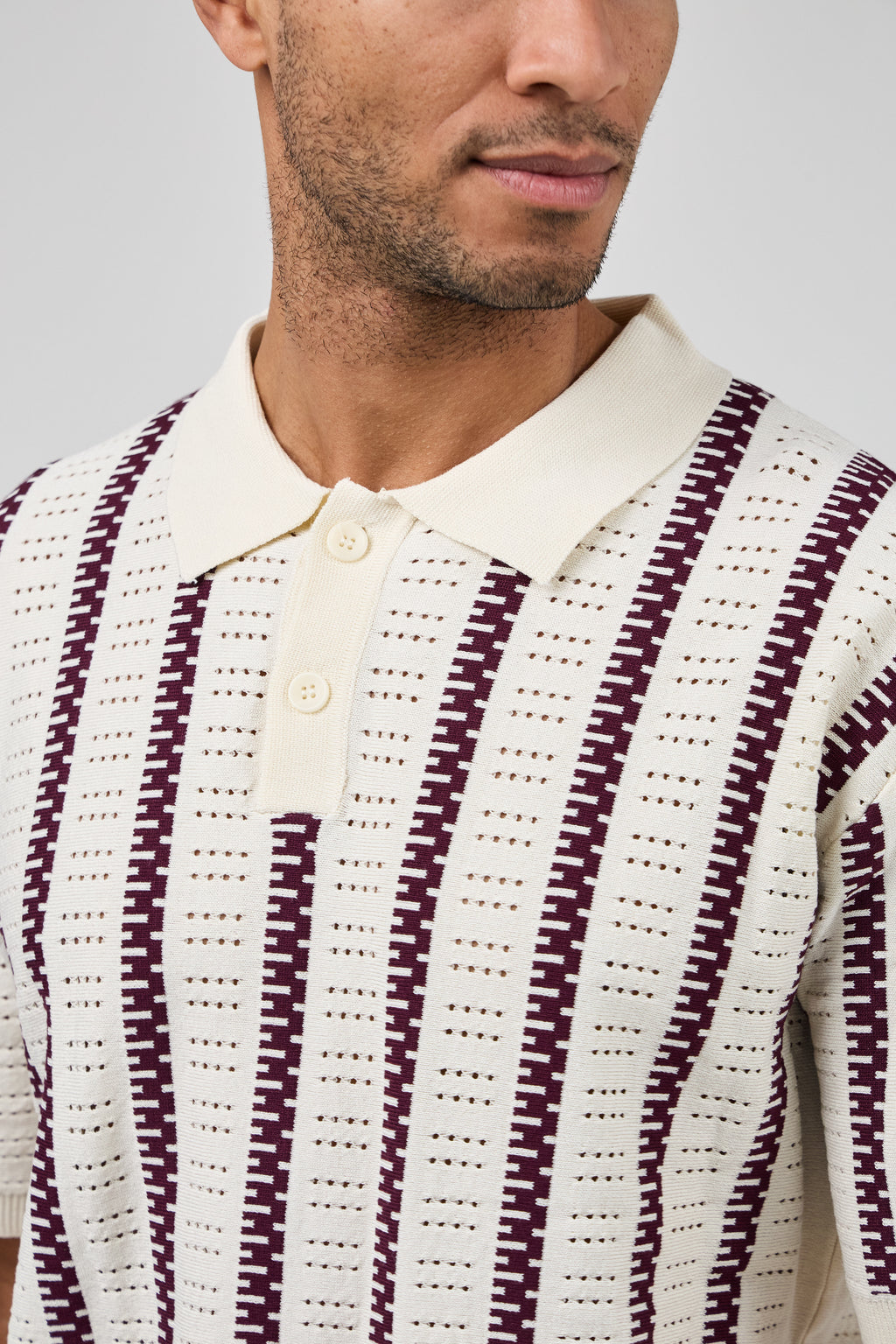 Ensemble Homme Polo Tricoté à Motifs Rayés + Short Assorti
