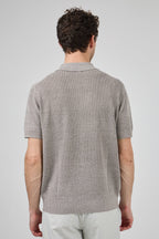 Polo en maille texturée à manches courtes