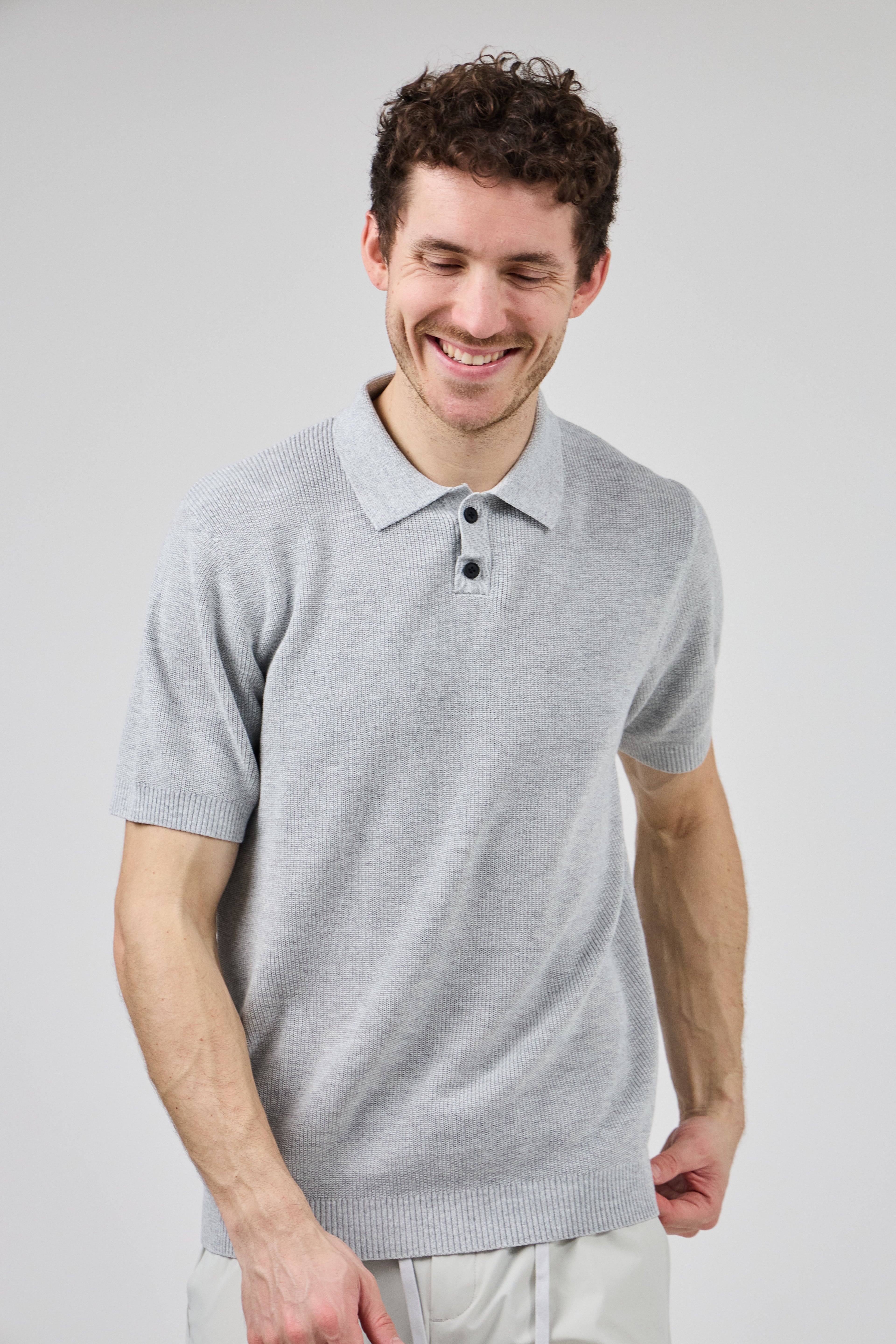 Polo en maille texturée à manches courtes