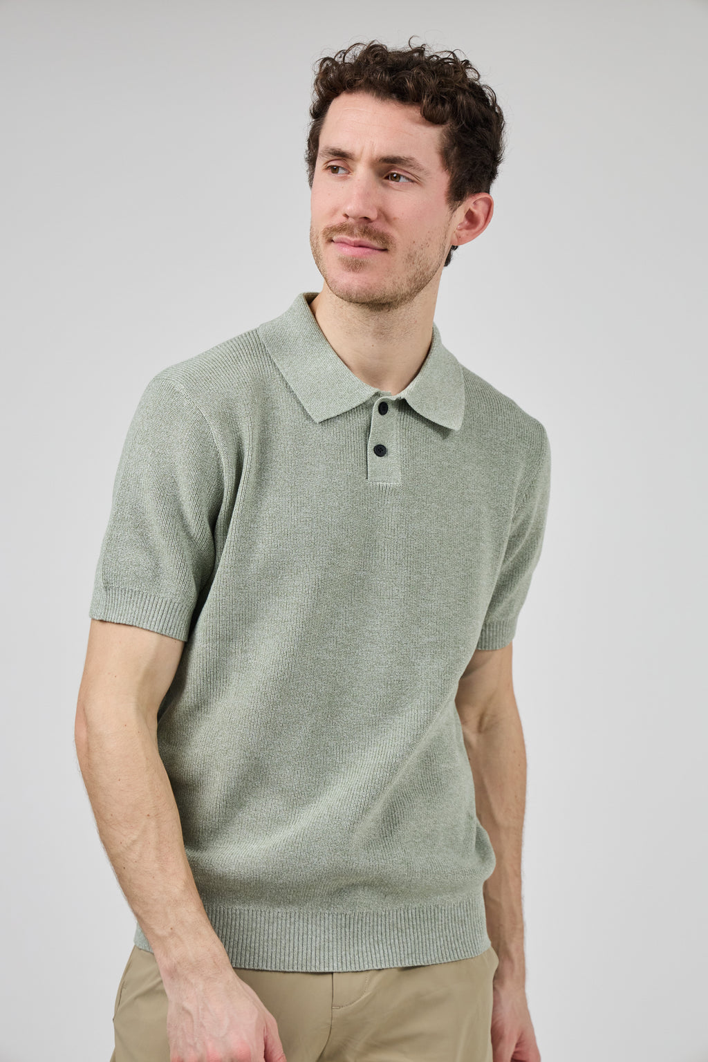 Polo en maille texturée à manches courtes