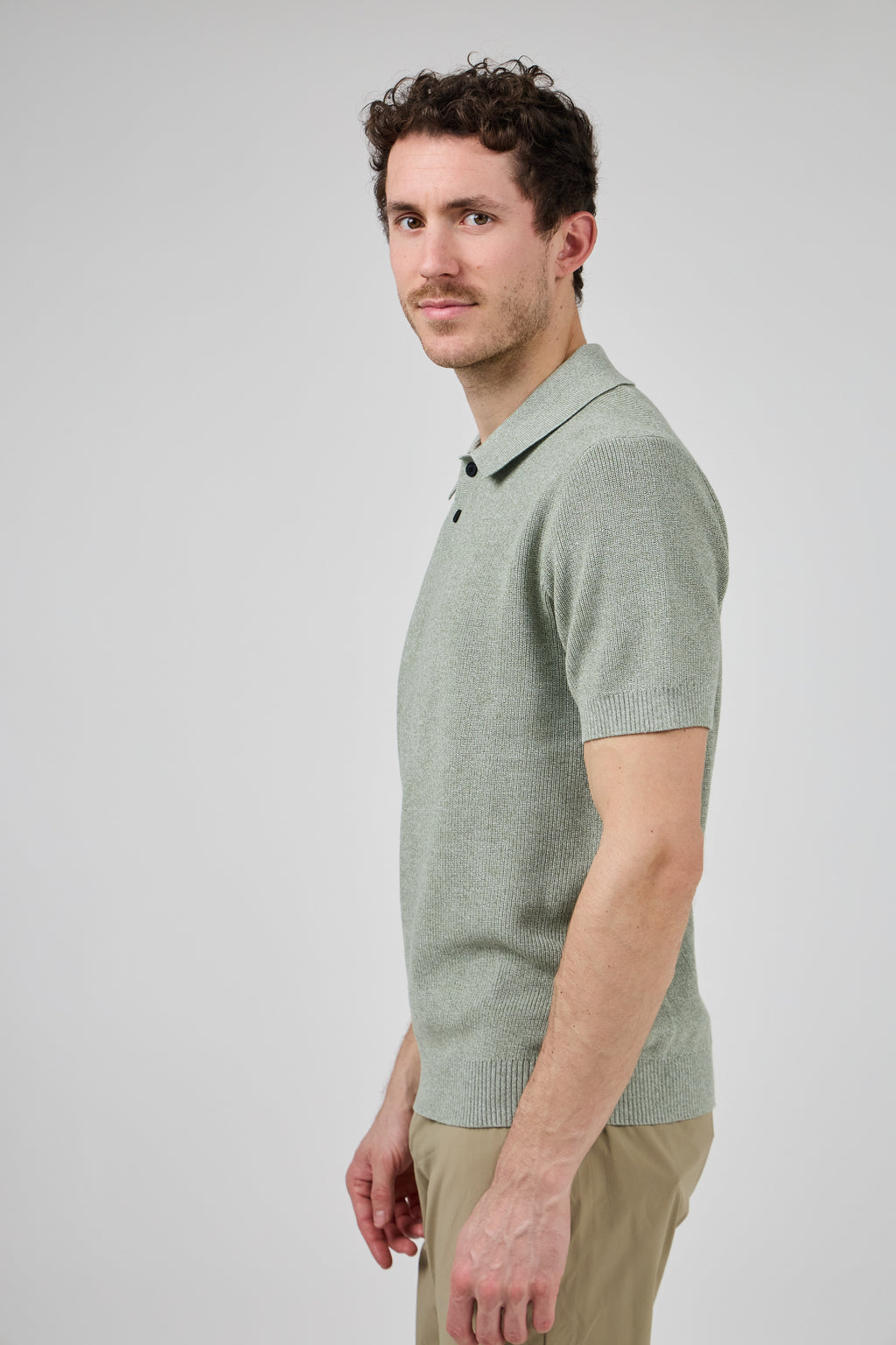 Polo en maille texturée à manches courtes