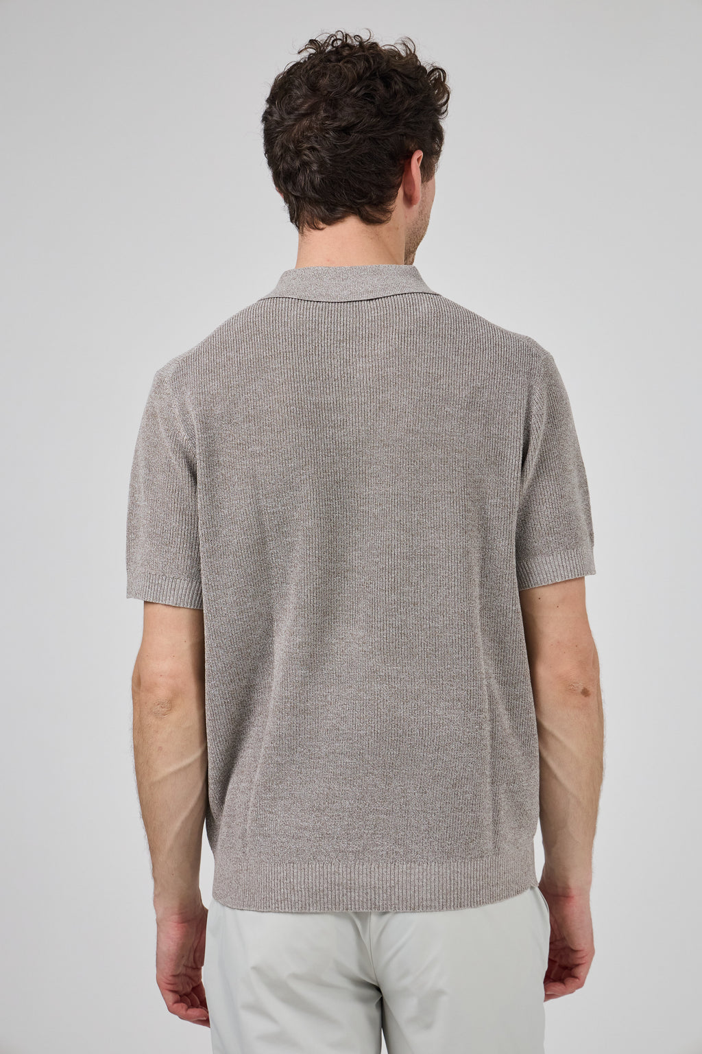 Polo en maille texturée à demi-zip pour homme