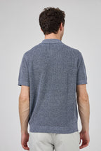Polo en maille texturée à demi-zip pour homme