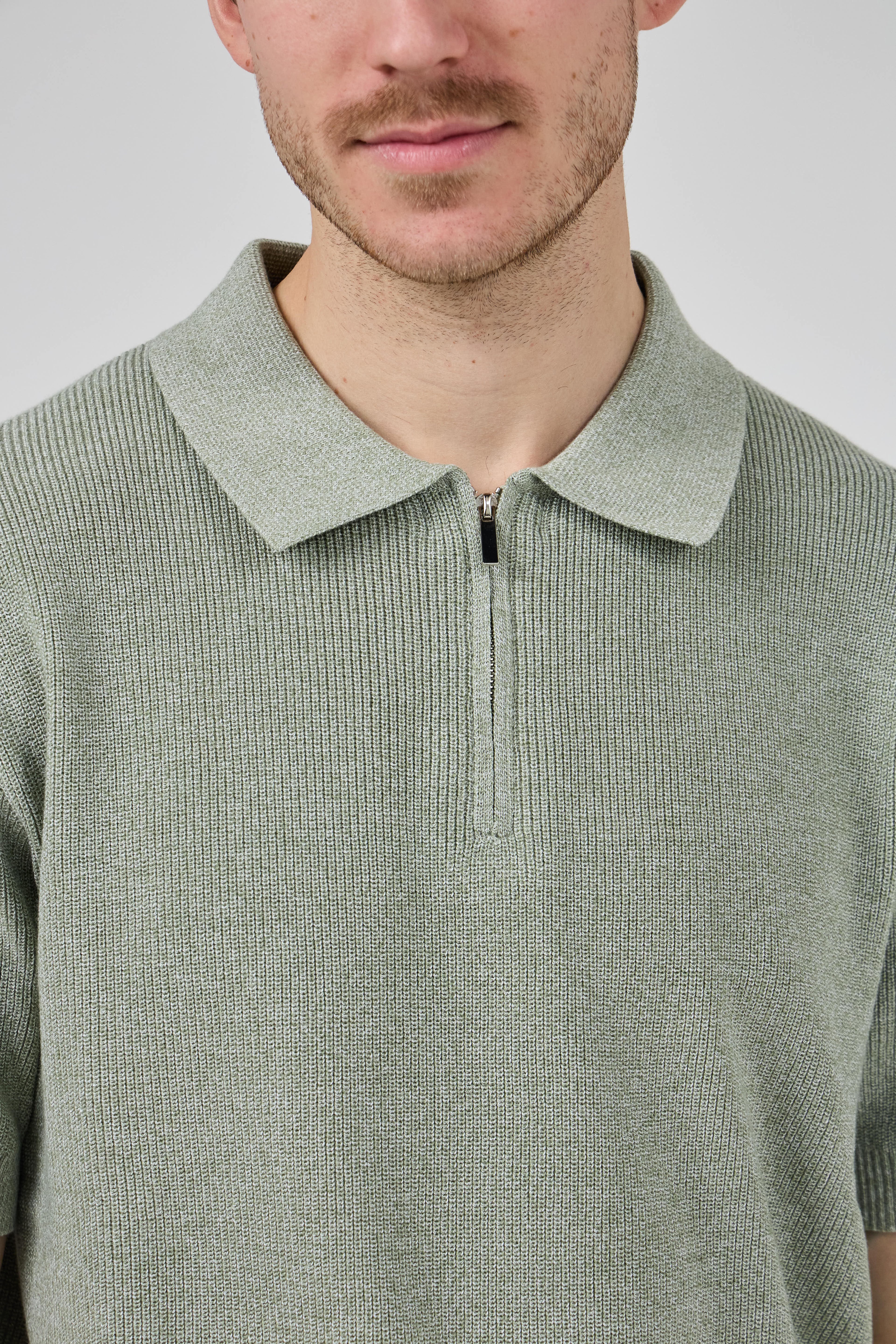 Polo en maille texturée à demi-zip pour homme