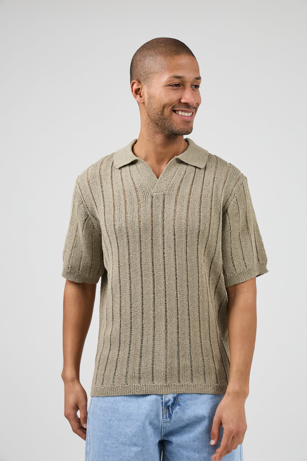Polo en maille ajourée à manches courtes