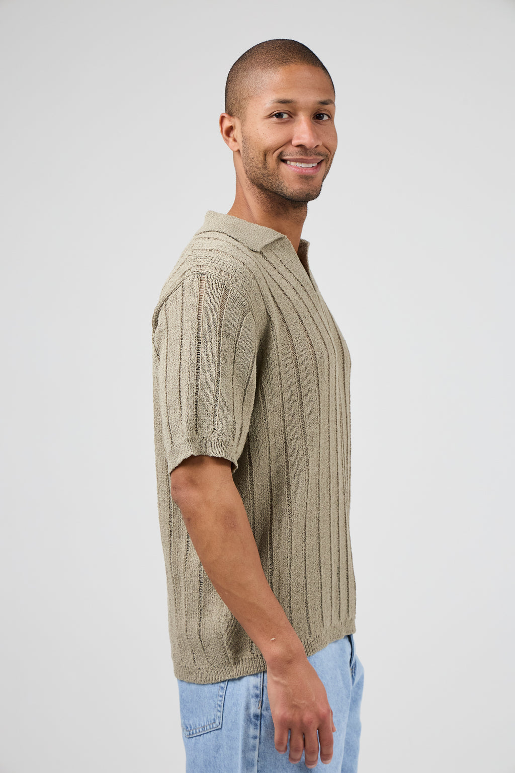 Polo en maille ajourée à manches courtes