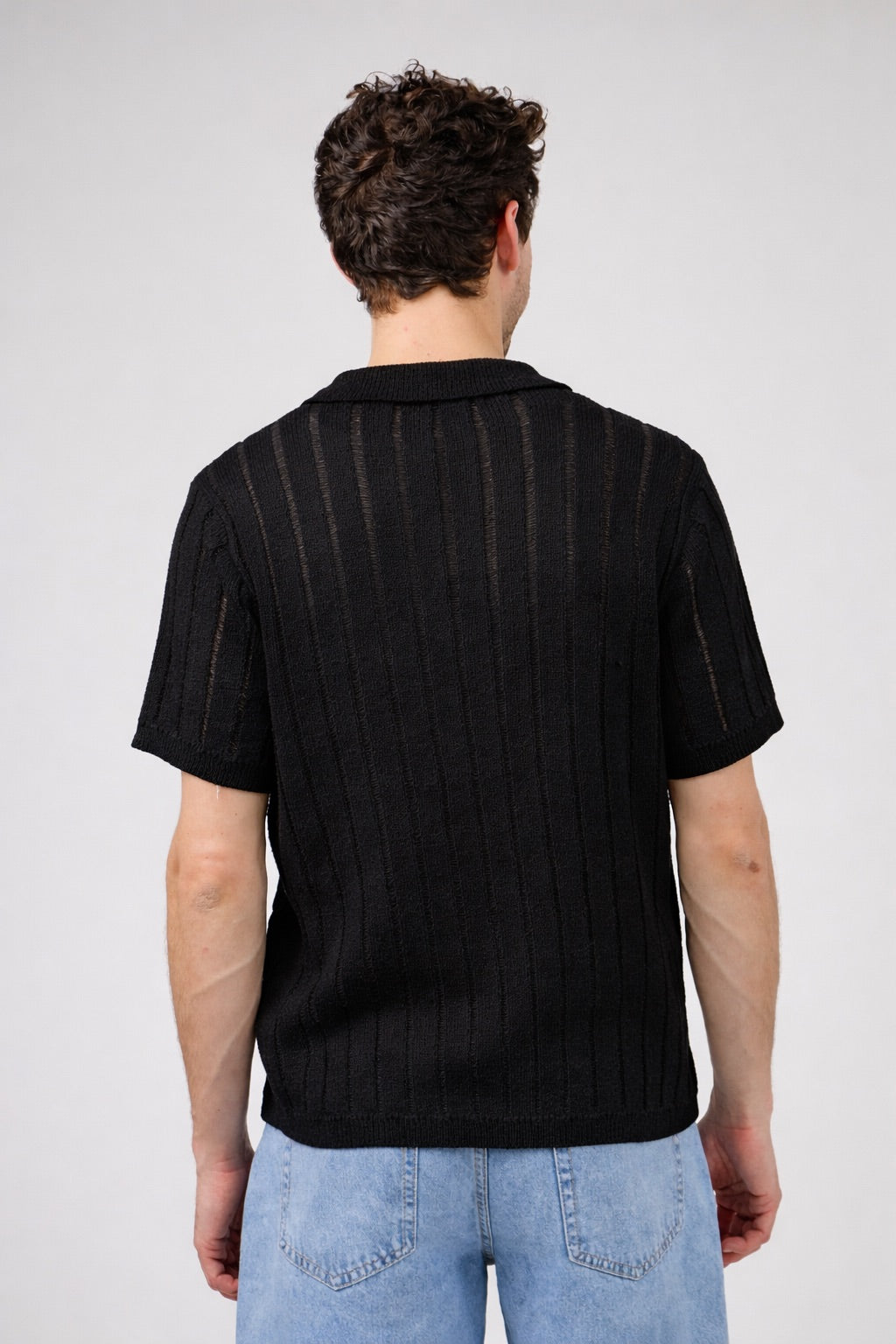 Polo en maille ajourée à manches courtes