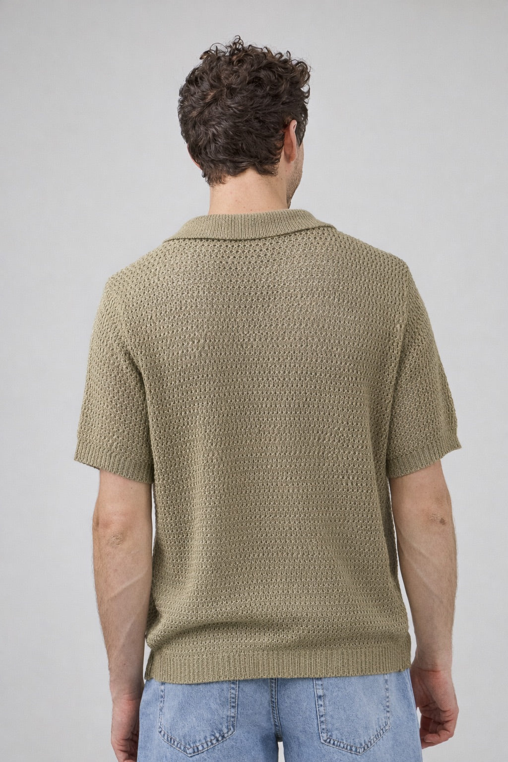 Polo en maille texturée à manches courtes