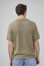 Polo en maille texturée à manches courtes