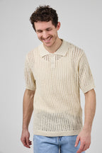 Polo en maille ajourée texturée