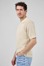 Polo en maille ajourée texturée