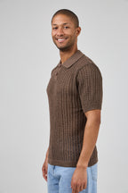 Polo en maille ajourée texturée