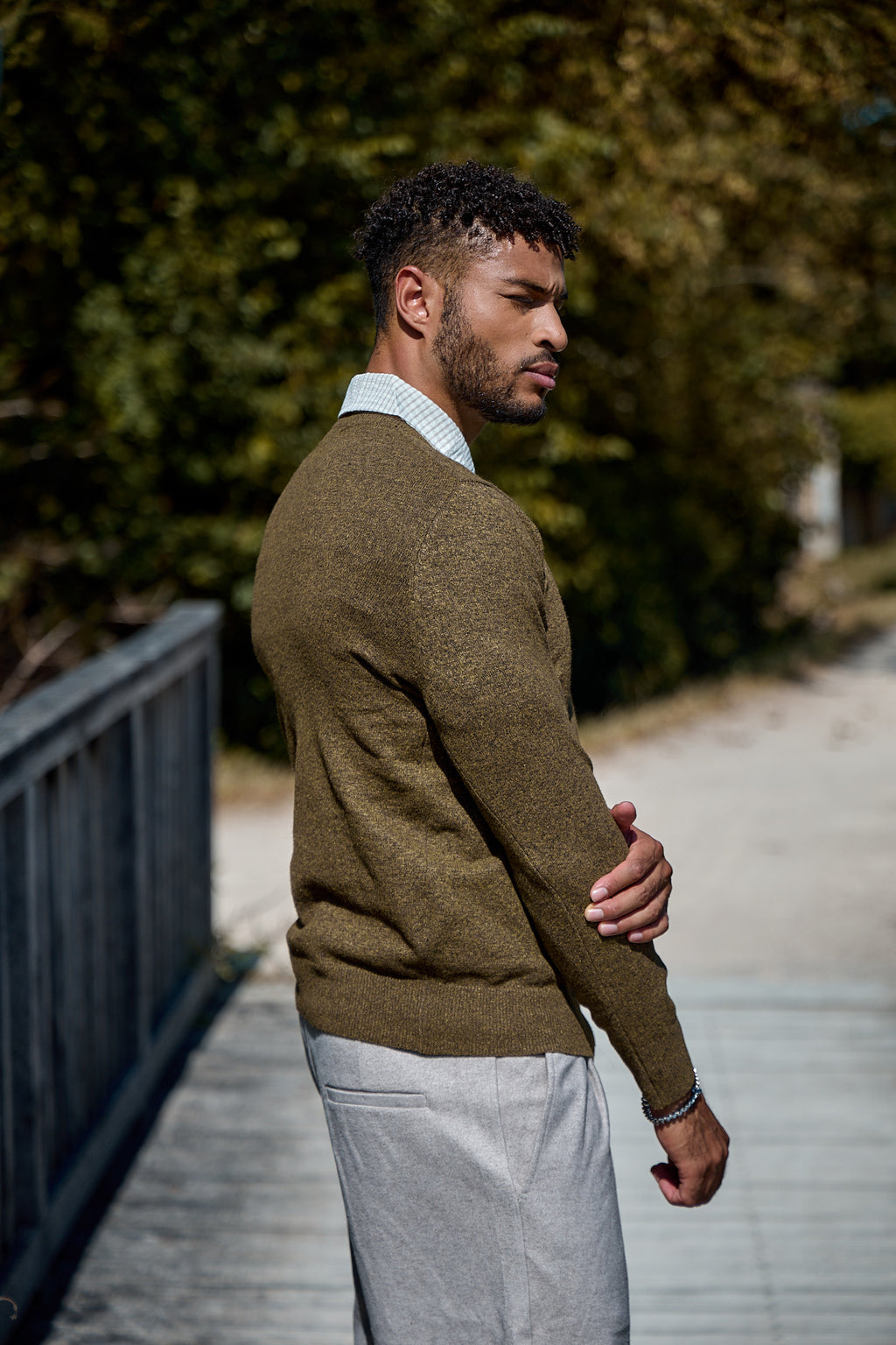 Pull Col Rond en Maille Chinée