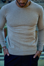 Pull Col Rond en Maille Chinée