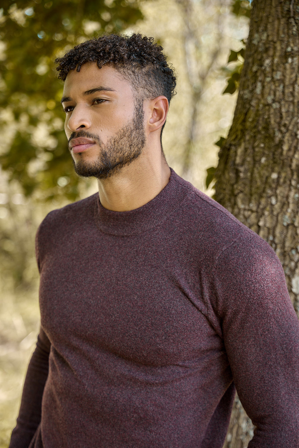 Pull Homme à Col Montant en Maille Chinée Bicolore
