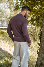 Pull Homme à Col Montant en Maille Chinée Bicolore