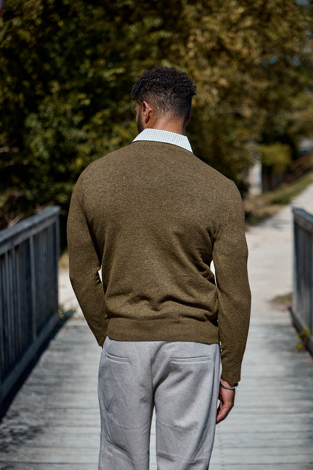Pull Col Rond en Maille Chinée