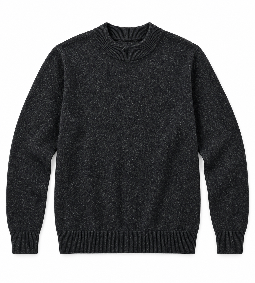Pull Homme à Col Montant en Maille Chinée Bicolore