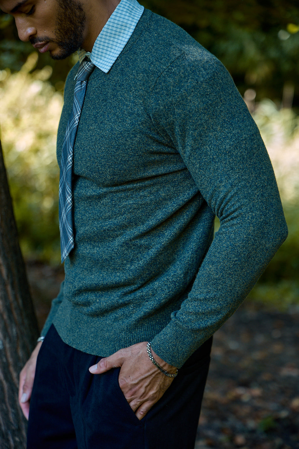 Pull Homme à Col Montant en Maille Chinée Bicolore
