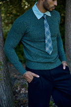 Pull Homme à Col Montant en Maille Chinée Bicolore