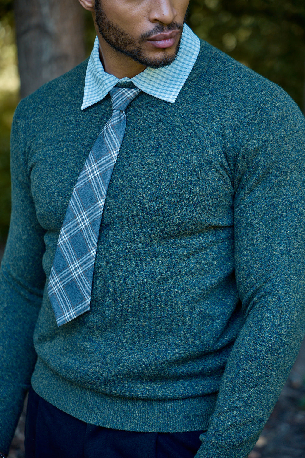 Pull Homme à Col Montant en Maille Chinée Bicolore