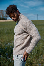 Pull Homme Col Montant en Maille Texturée
