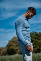 Pull Homme Col Montant en Maille Texturée