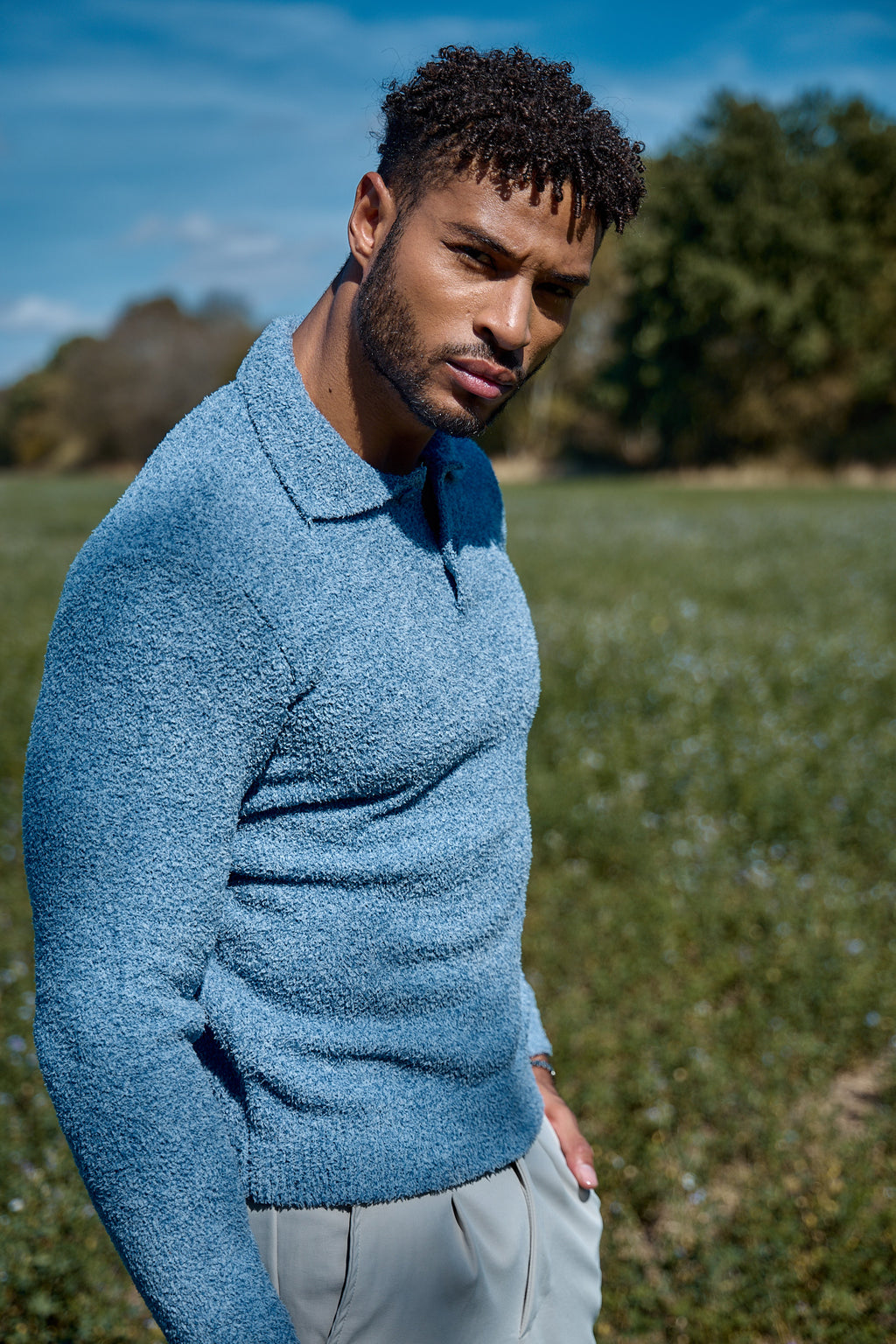 Pull Homme Col Montant en Maille Texturée
