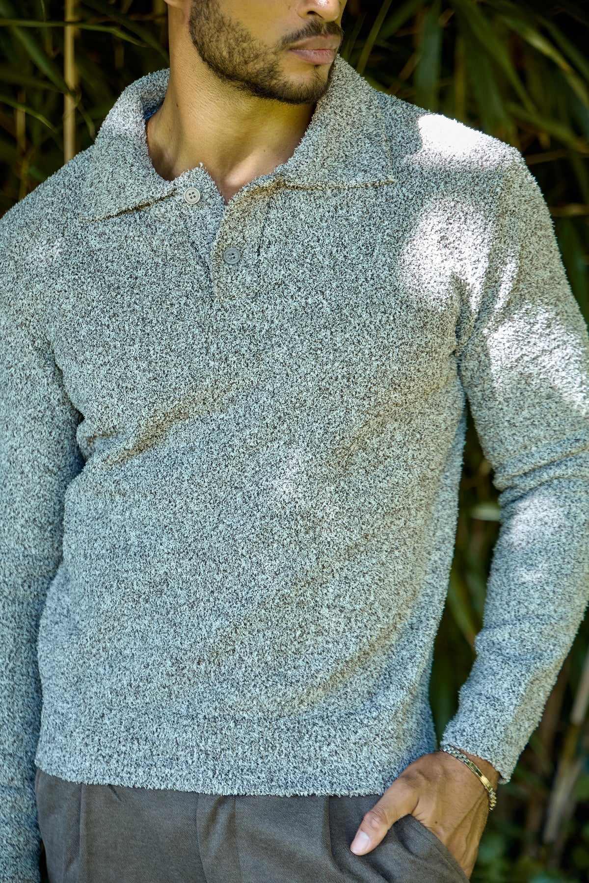 Pull Homme Col Montant en Maille Texturée
