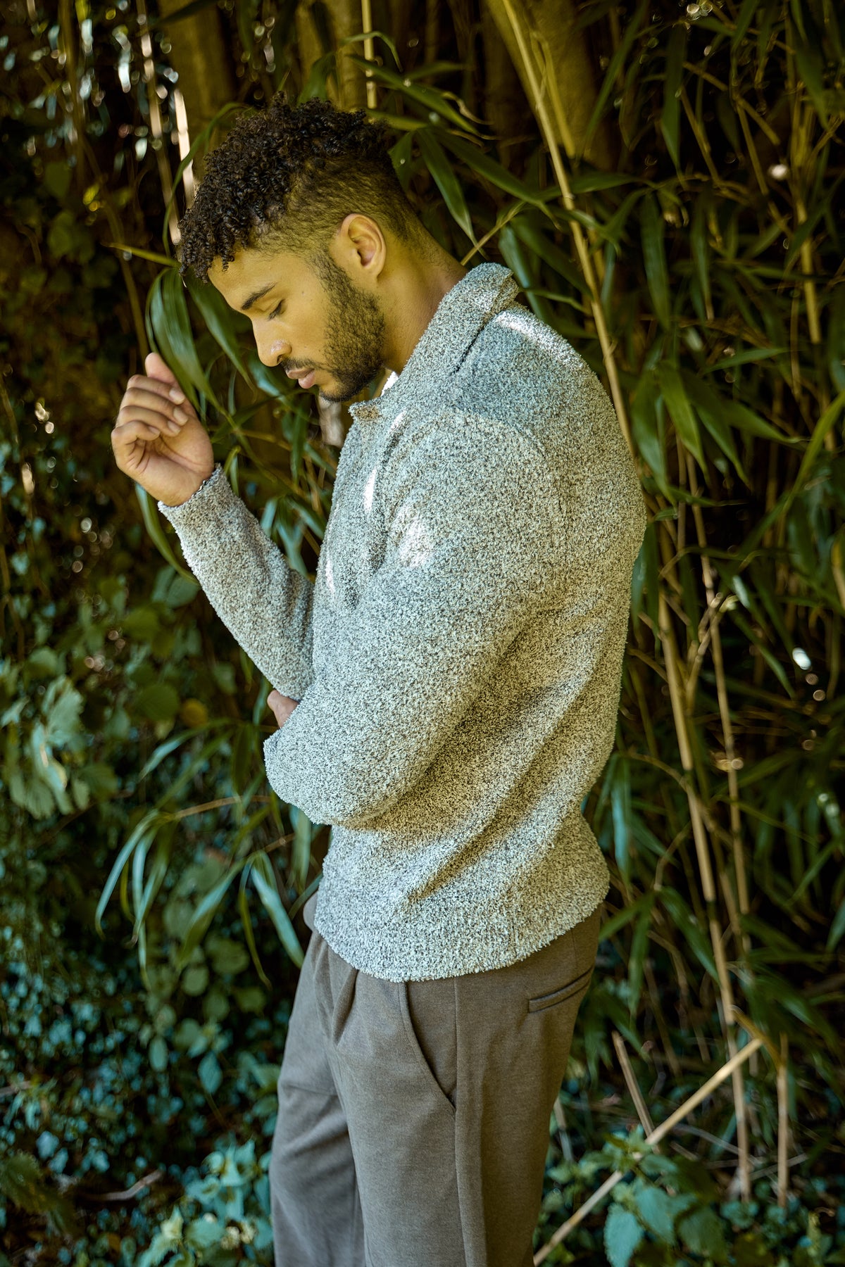 Pull Homme Col Montant en Maille Texturée