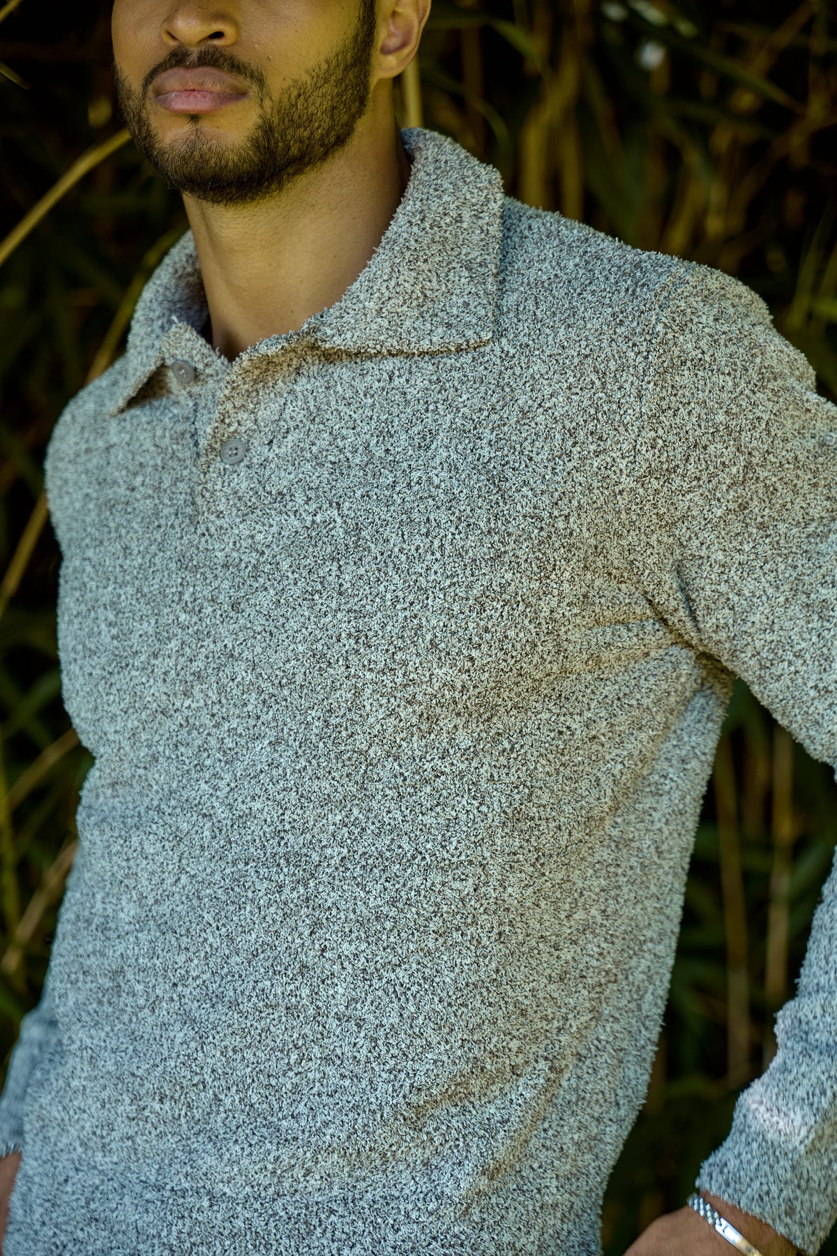 Pull Homme Col Montant en Maille Texturée