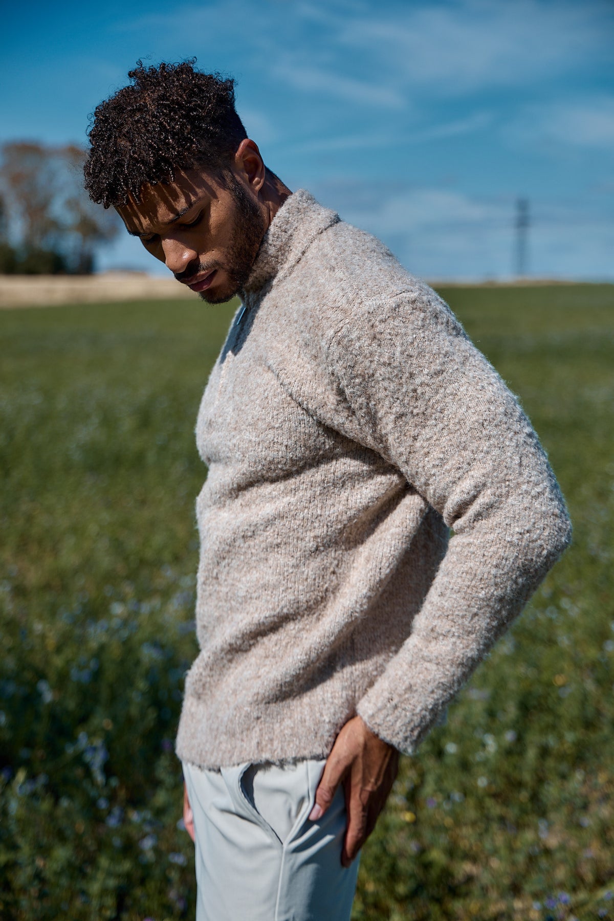 Pull Demi-Zip Texturé
