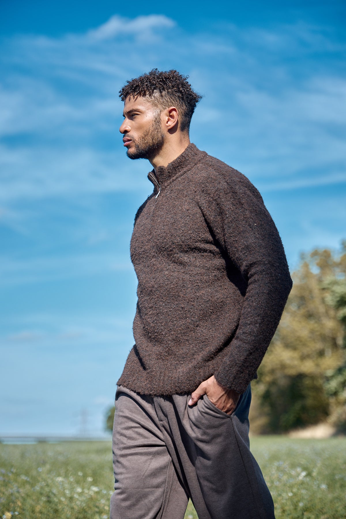 Pull Demi-Zip Texturé