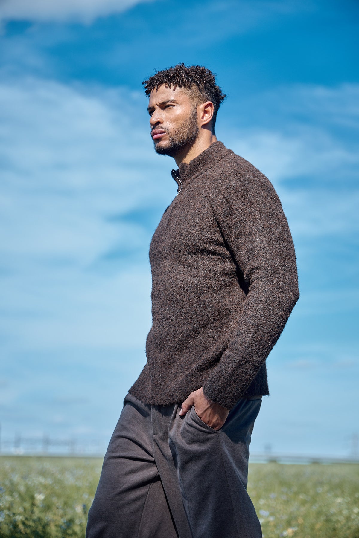 Pull Demi-Zip Texturé