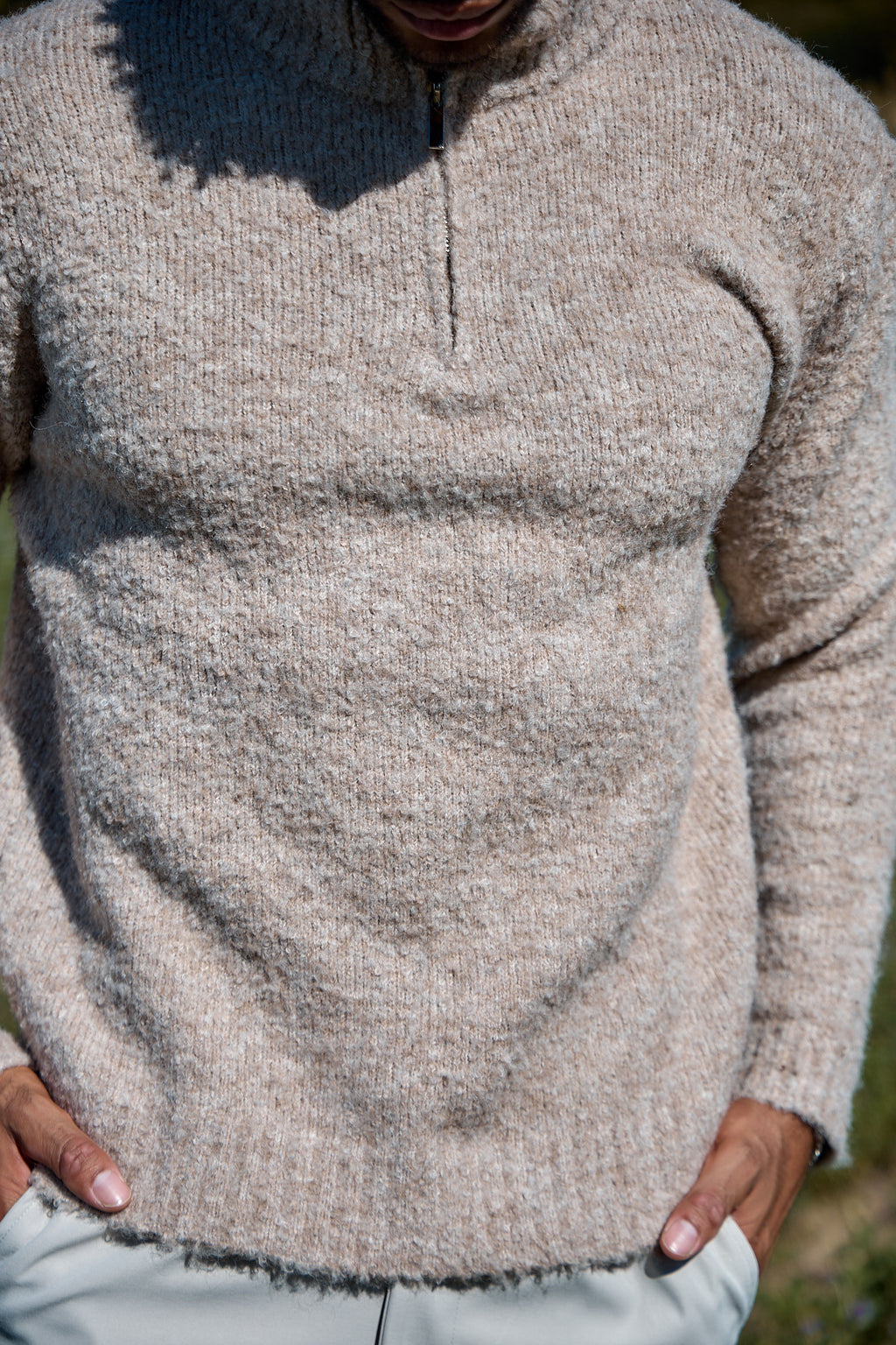 Pull Demi-Zip Texturé
